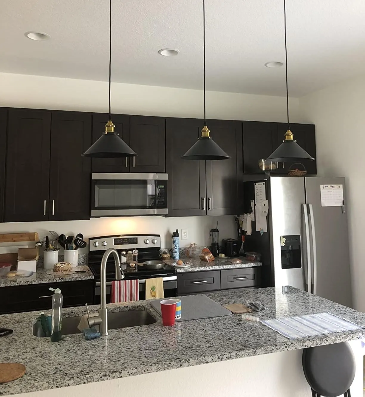 1 Pack Portable Hanging Light Fixture Battery Operated,Rechargeable Pendant Light with Remote,Wireless Hanging Lamp Battery Powered Chandelier Lantern Black for Indoor Outdoor Garden Porch Patio