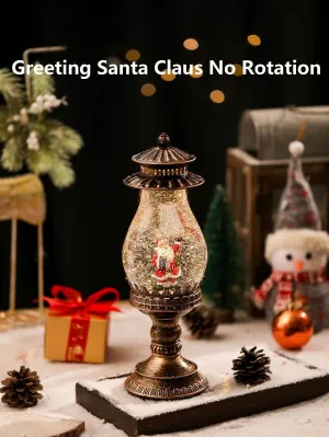 1 Pc Snow Globe Christmas Lantern Musical Snow Globes Christmas Water Lantern Swirling Glitter Lantern With Snowman Family USB 3 AA Battery Operated Snowglobe 6H Timer Home Party Christmas Decoration Gifts