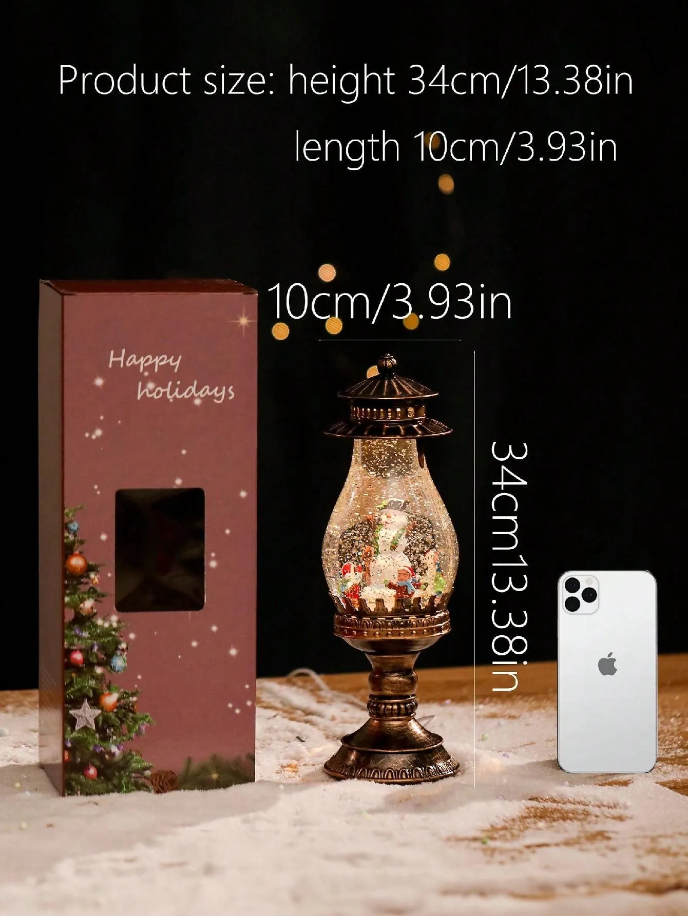 1 Pc Snow Globe Christmas Lantern Musical Snow Globes Christmas Water Lantern Swirling Glitter Lantern With Snowman Family USB 3 AA Battery Operated Snowglobe 6H Timer Home Party Christmas Decoration Gifts