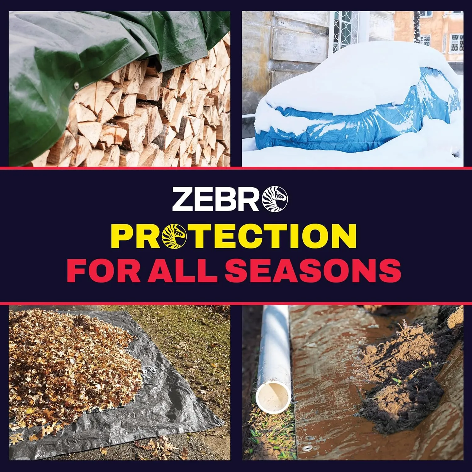 10' x 20' Brown Heavy Duty Tarp with Grommets Reinforced - 16 Mil Thick - Double Sided Plastic Tarps Waterproof - Large Tarpaulin Cover for Outdoor Camping Over/Under Tent Tarp RV Roof Rain - Zebro