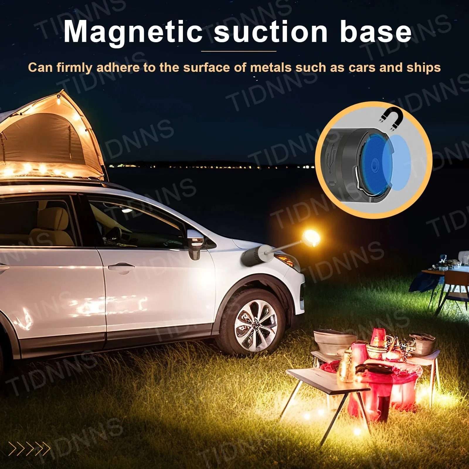 10000mAh Magnetic Camping Light - USB Rechargeable LED Emergency Lamp for Outdoor Use