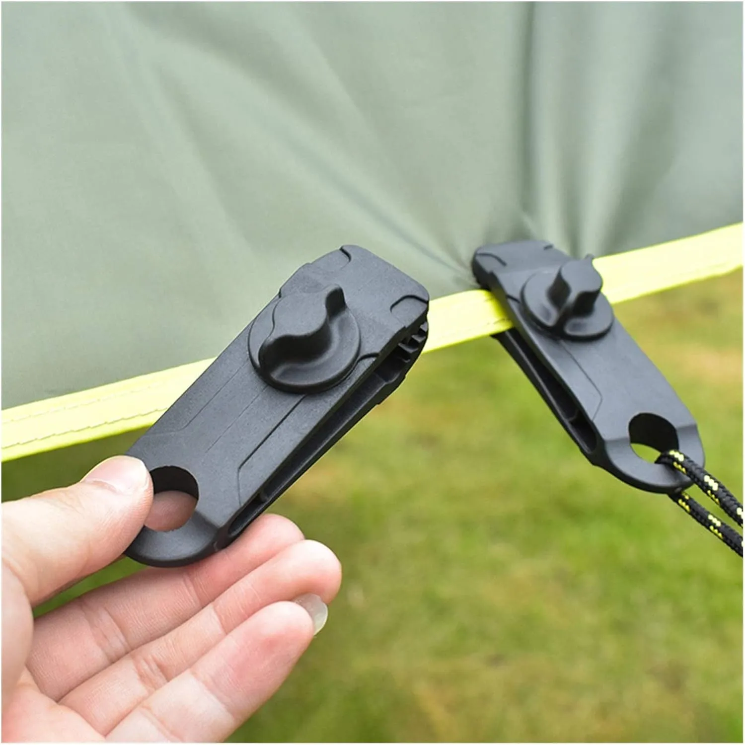 10pcs/Set Outdoor Camping Hiking Tent Awning Canopy Clamp Gripper Tarp Windproof Nylon Snap Clips Tighten Tools DaJiKan (Color : Yellow)