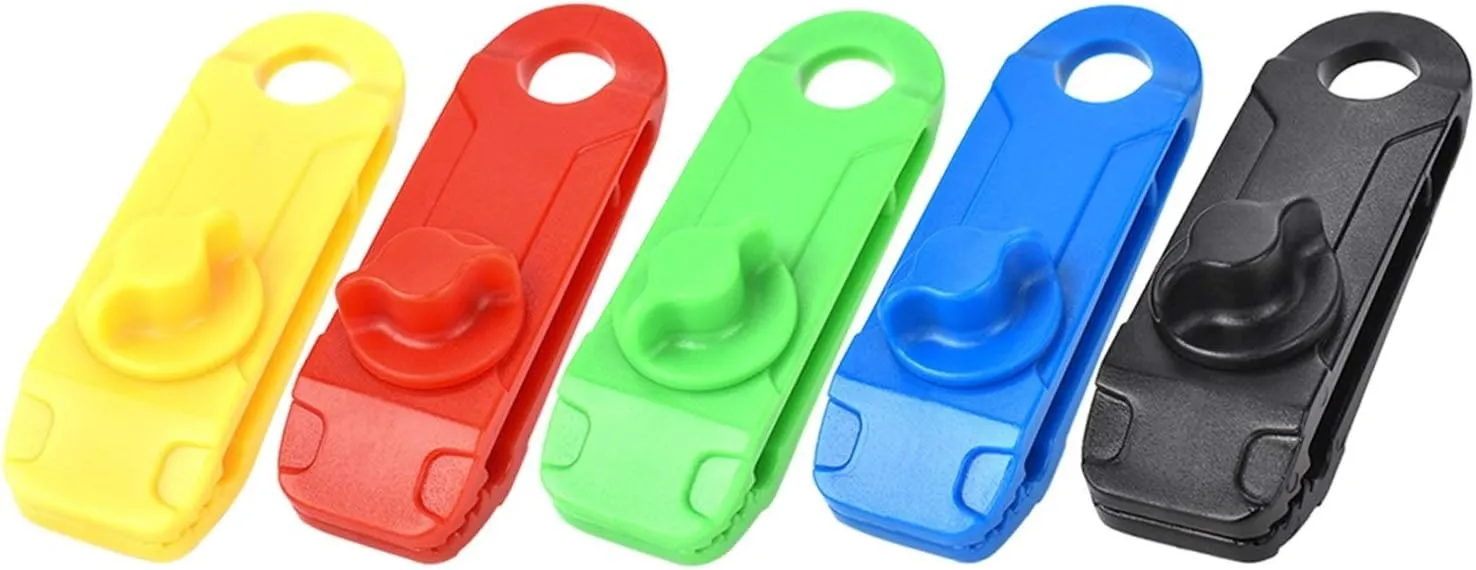 10pcs/Set Outdoor Camping Hiking Tent Awning Canopy Clamp Gripper Tarp Windproof Nylon Snap Clips Tighten Tools DaJiKan (Color : Yellow)