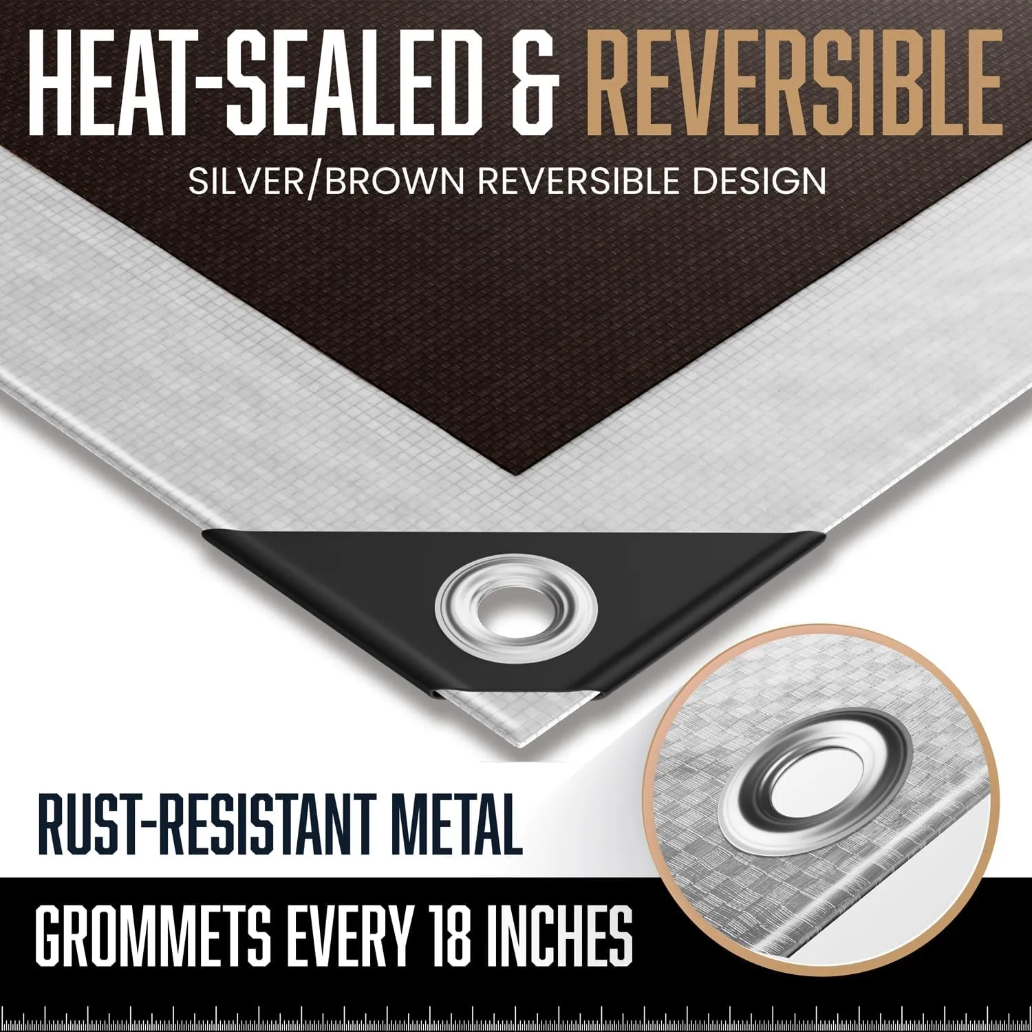 10x10 Heavy Duty Tarp, 10 Mil Thick, High Durability, Tear & Fade Resistant, UV Treated, Grommets Every 18 Inches (10' x '10')