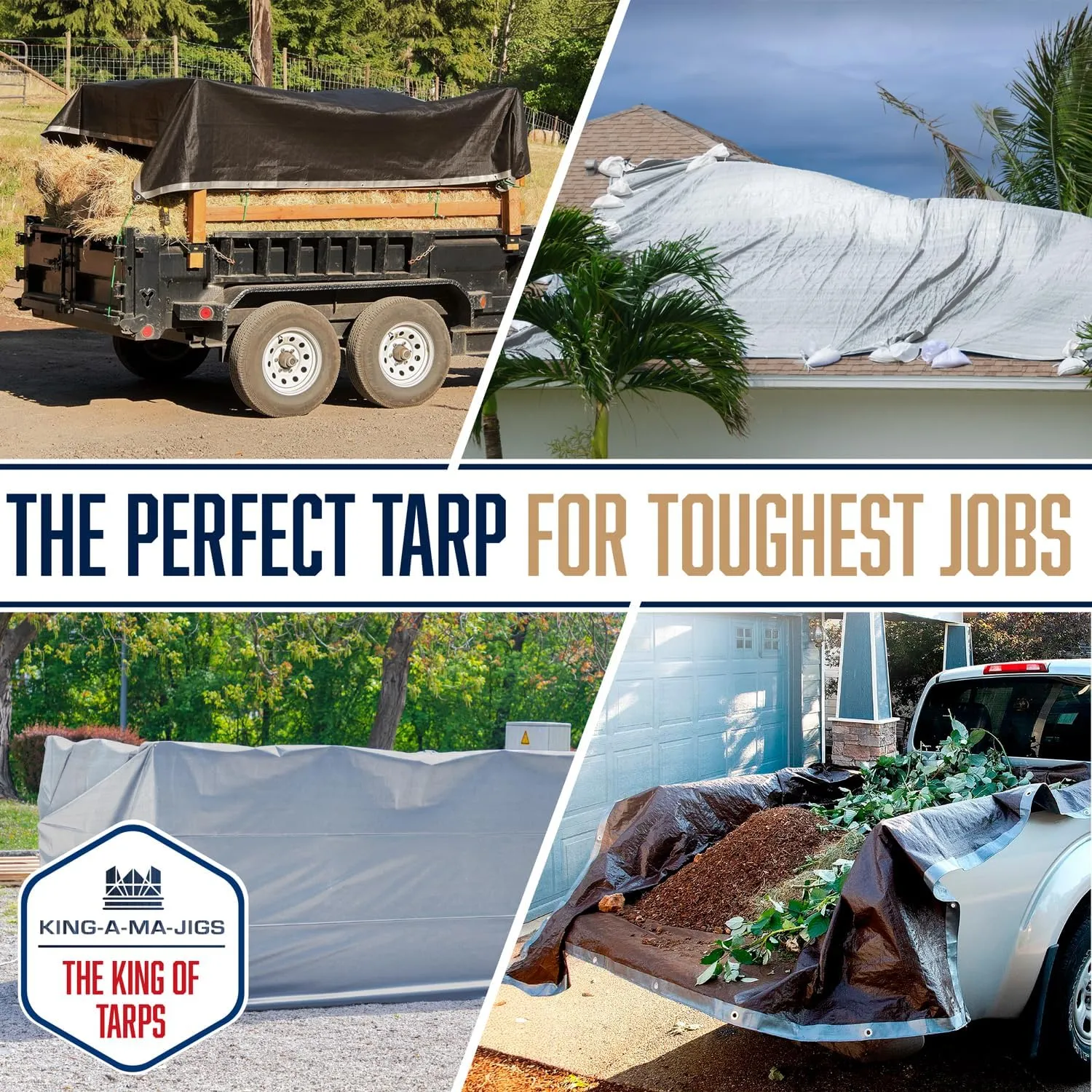 10x10 Heavy Duty Tarp, 10 Mil Thick, High Durability, Tear & Fade Resistant, UV Treated, Grommets Every 18 Inches (10' x '10')