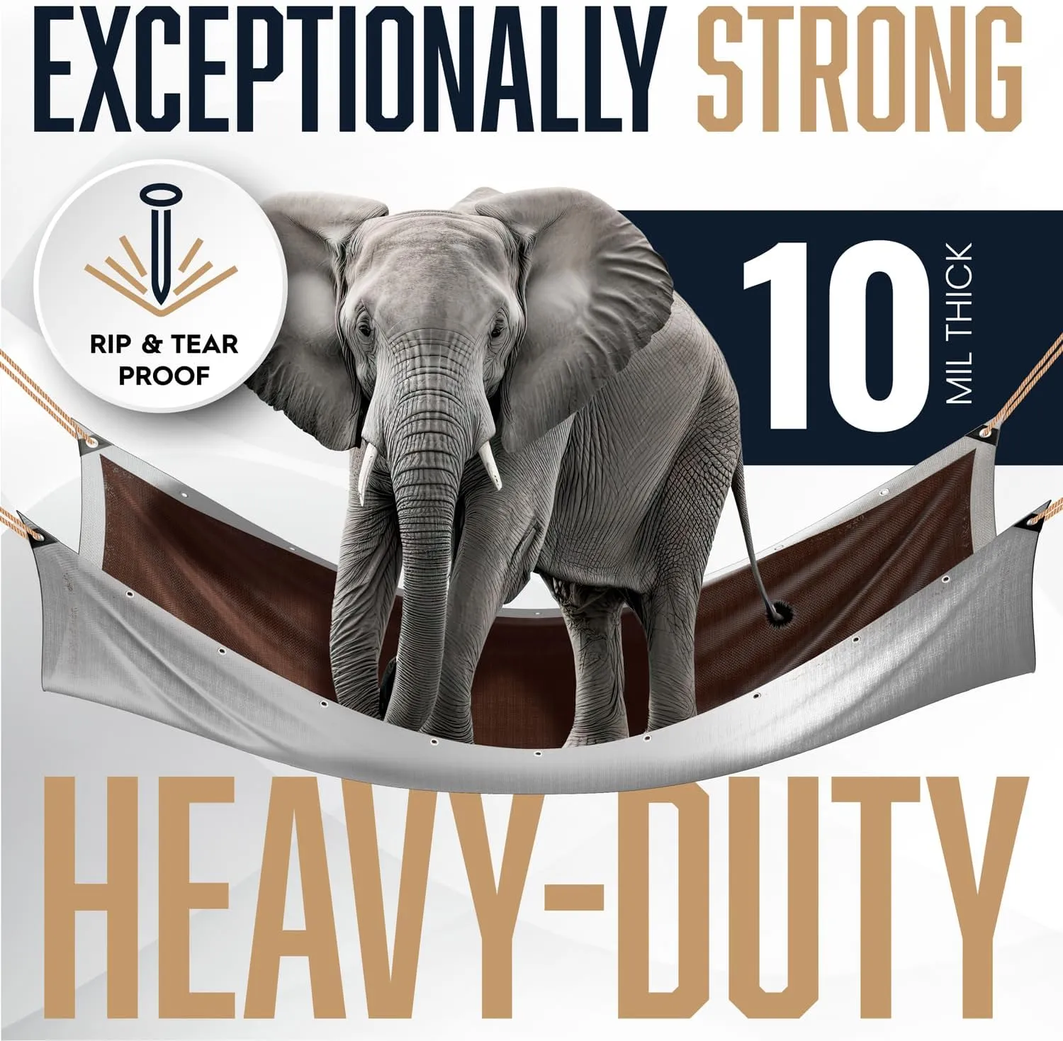 10x10 Heavy Duty Tarp, 10 Mil Thick, High Durability, Tear & Fade Resistant, UV Treated, Grommets Every 18 Inches (10' x '10')