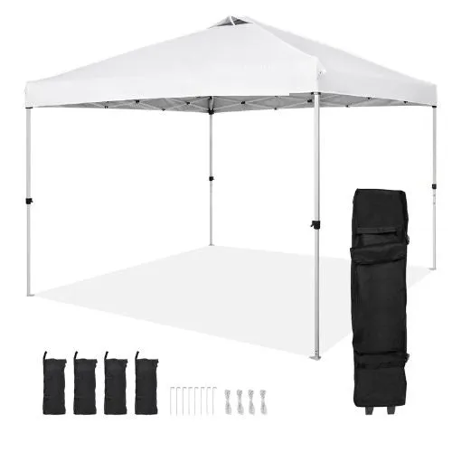 10x10FT 250D PU Silver Coated Tarp with Portable Roller Bag White
