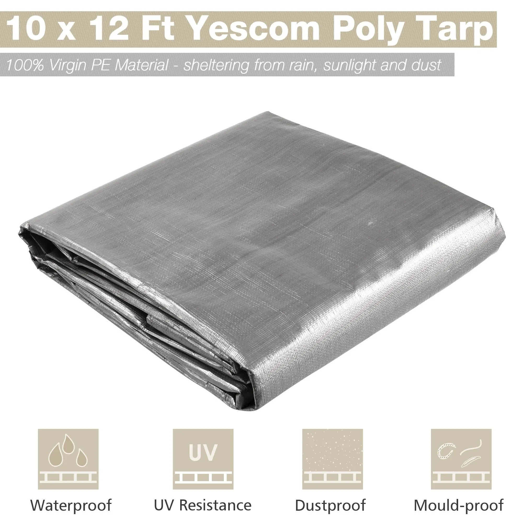 10x12ft Heavy Duty Poly Tarp/ Silver Black
