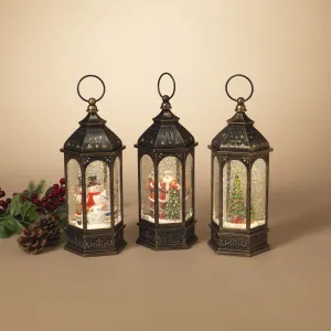 11" Battery-Operated Musical Spinning Water Globe Lantern with Holiday Figurine