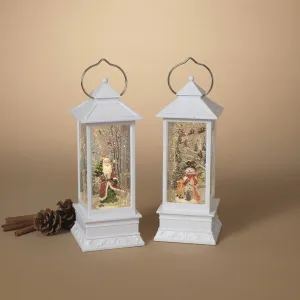 11" Battery-Operated Spinning Water Globe Lantern with Holiday Figurines