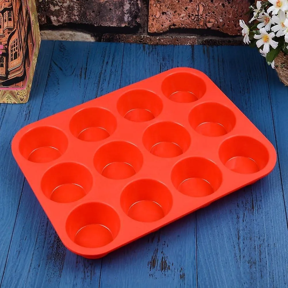 12 Cups Silicone Muffin Pan - Nonstick Bpa Free Cupcake Pan 1 Pack Regular Size