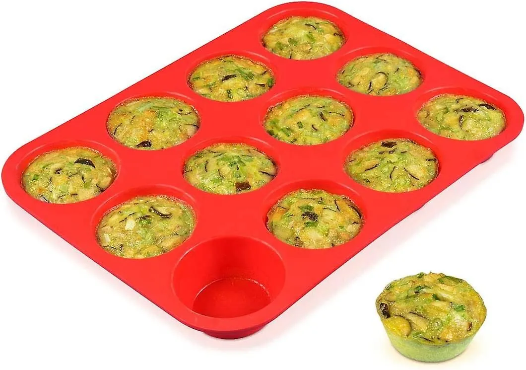 12 Cups Silicone Muffin Pan - Nonstick Bpa Free Cupcake Pan 1 Pack Regular Size