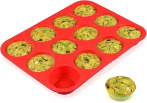 12 Cups Silicone Muffin Pan - Nonstick Bpa Free Cupcake Pan 1 Pack Regular Size