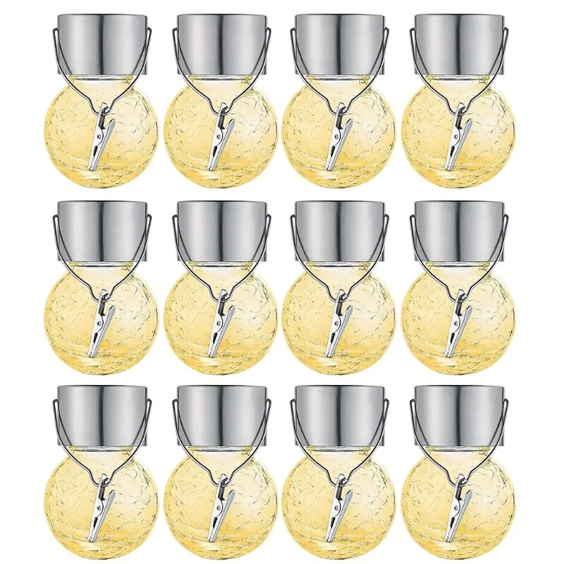 12 Pcs Cracked Glass Solar Outdoor Hanging Solar Lights