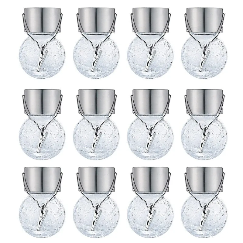 12 Pcs Cracked Glass Solar Outdoor Hanging Solar Lights