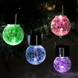 12 Pcs Cracked Glass Solar Outdoor Hanging Solar Lights