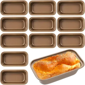 12 Pcs Mini Loaf Pan for Baking Bread Non Stick Small Banana Bread Tins 6.1 x 3.3 x 2.1 Inches Nonstick Carbon Steel Tiny Meatloaf Pan for Oven and Baking
