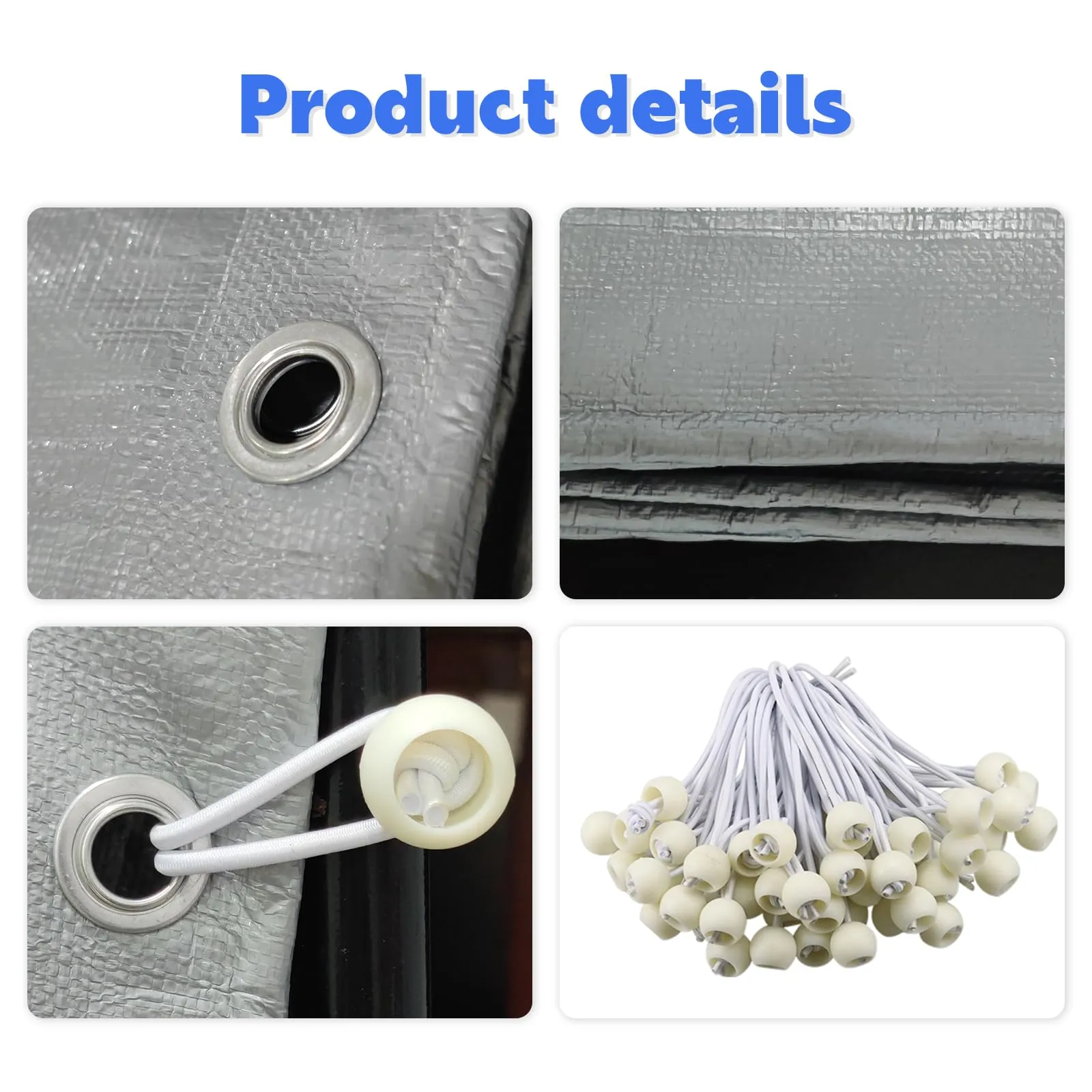 12' x 20' Canopy Replacement Cover for Carport, 220G Heavy Duty Replacement Top Cover for Car Garage, Waterproof & UV Protected Tarp with 48 Ball Bungees (Only Cover, Frame Not Included), Grey
