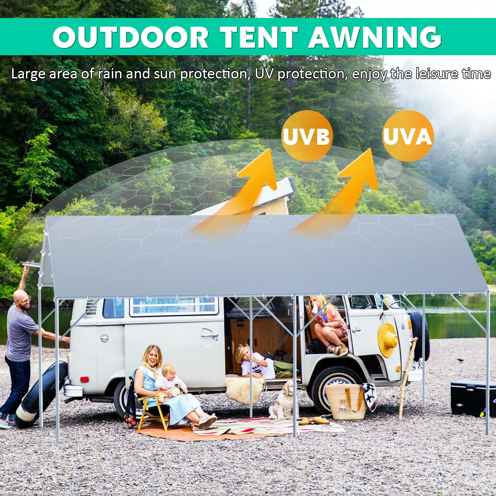 12 x 20 Ft Carport Replacement Canopy Cover Garage Top Tent Shelter Tarp,200G Heavy Duty Car Port Canopy Tent,Grey Waterproof & UV Protected Tarp with 52 Ball Bungees (Frame Not Include)