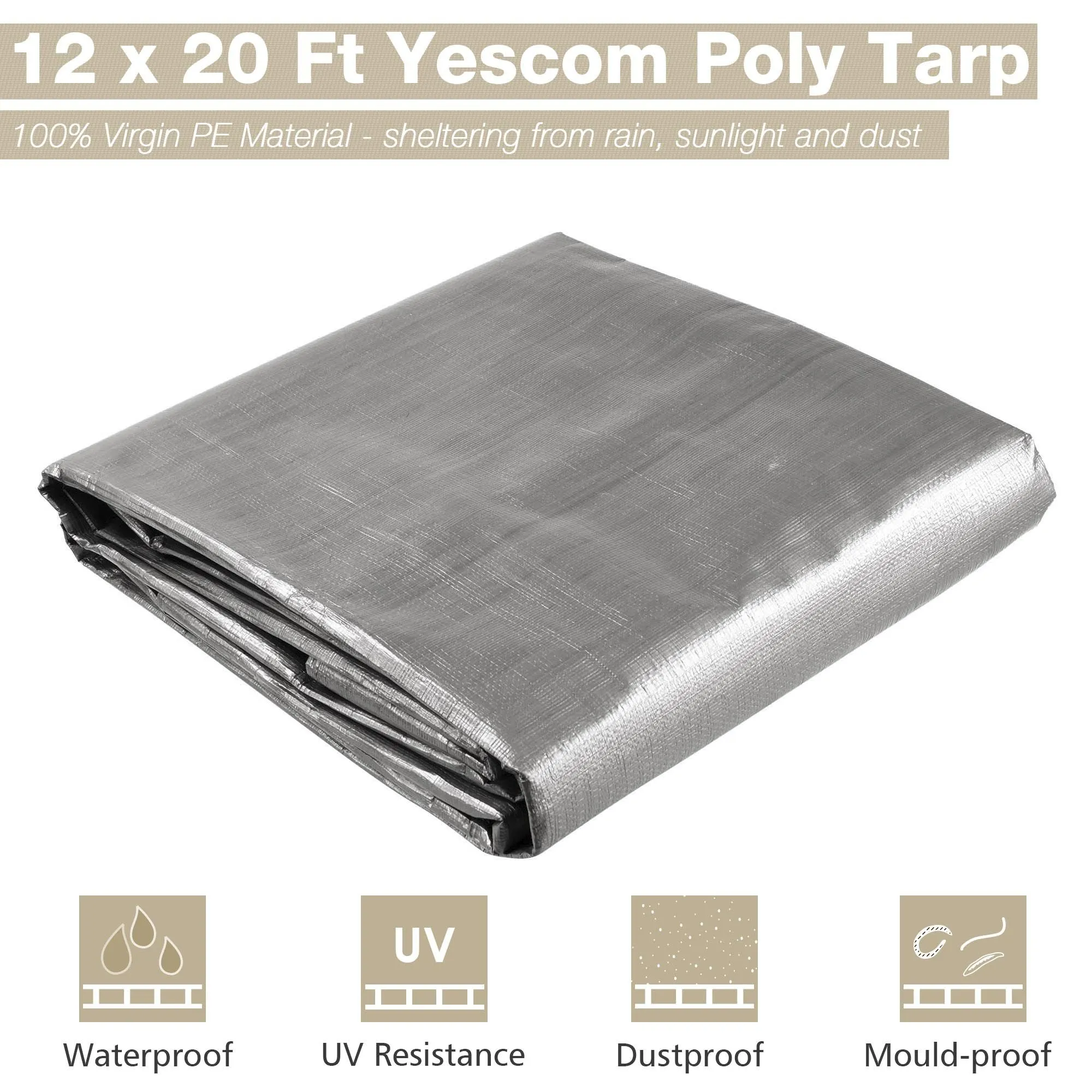 12x20ft Heavy Duty Poly Tarp/ Silver Black
