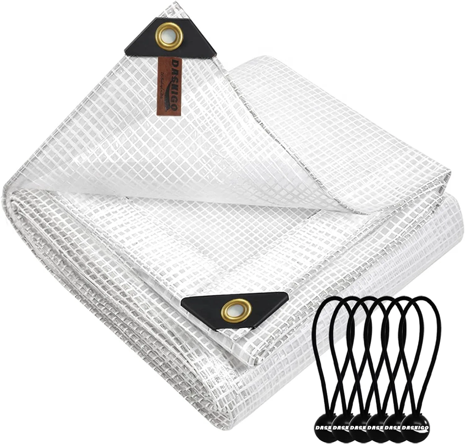 13 x 20Ft Heavy Duty Waterproof Tarps Reinforced Mesh Clear Tarp Cover Sheet & 6 PCS Bungee Balls