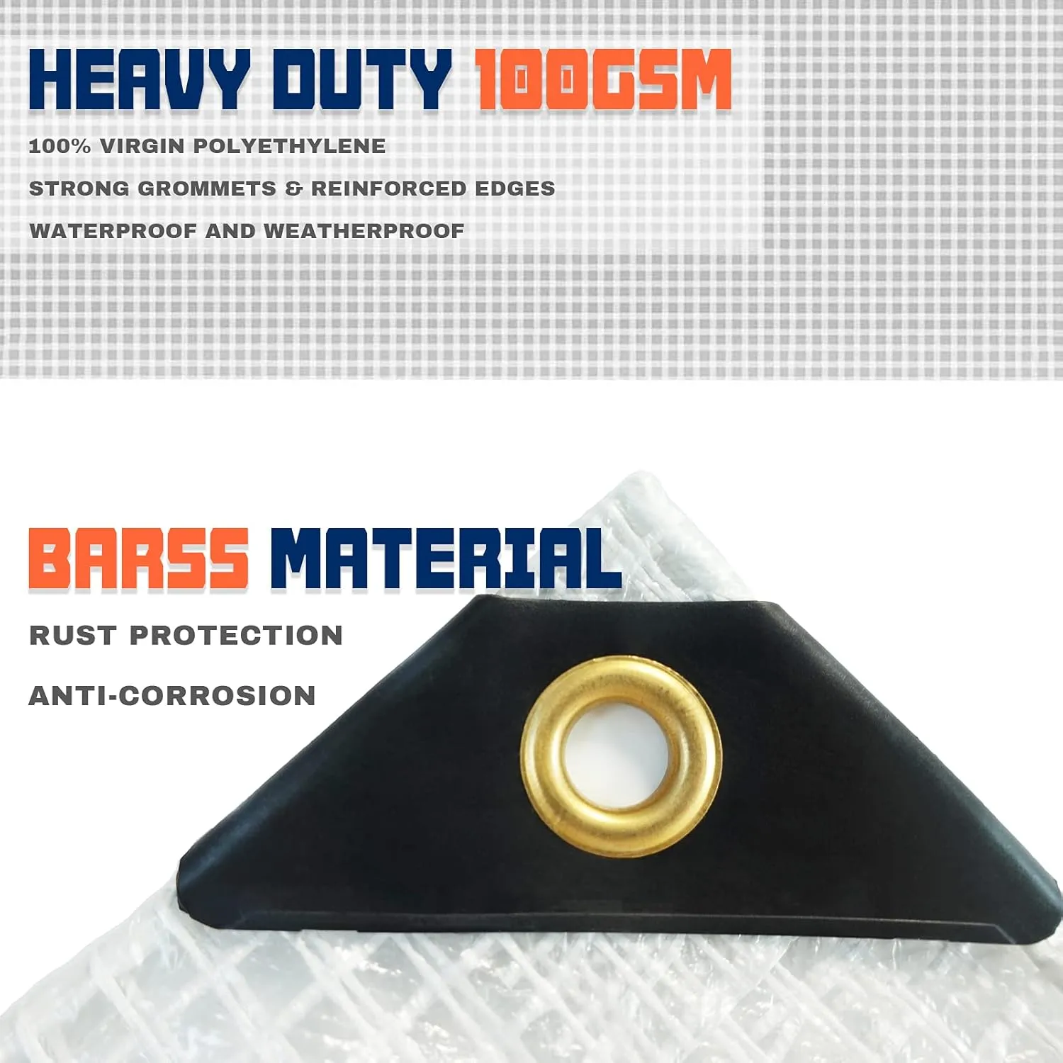 13 x 20Ft Heavy Duty Waterproof Tarps Reinforced Mesh Clear Tarp Cover Sheet & 6 PCS Bungee Balls