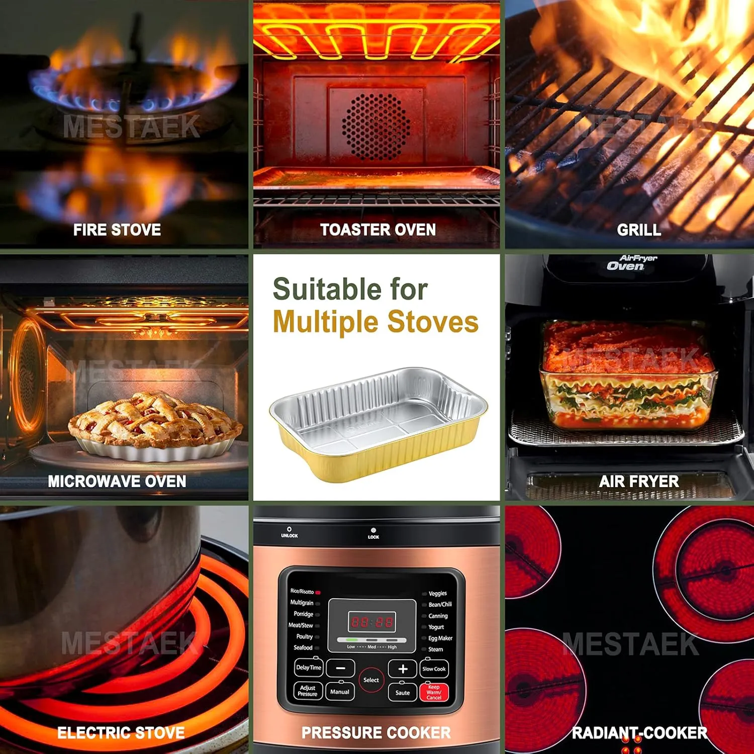 13"x 8.9" 7.5LB Sturdy Aluminum Foil Pans with Lids and Handle (5 Pack), 2X Thicker Heavy Duty, Dishwasher, Reusable Microwavable for Cooking, Baking, Reheating, Freezer, Oven, Recyclable