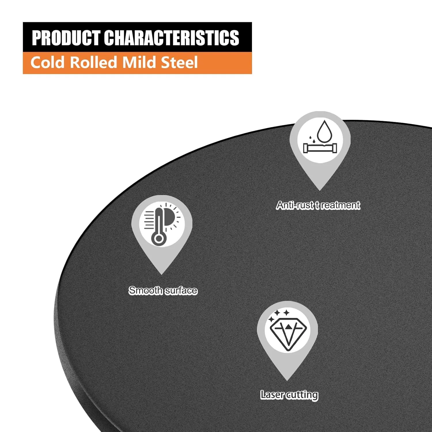 1/4 Round Steel Plate Base 4 inch Diameter, A36 Steel Plates Sheet Hot Rolled Weldable Circle (4 Pack)