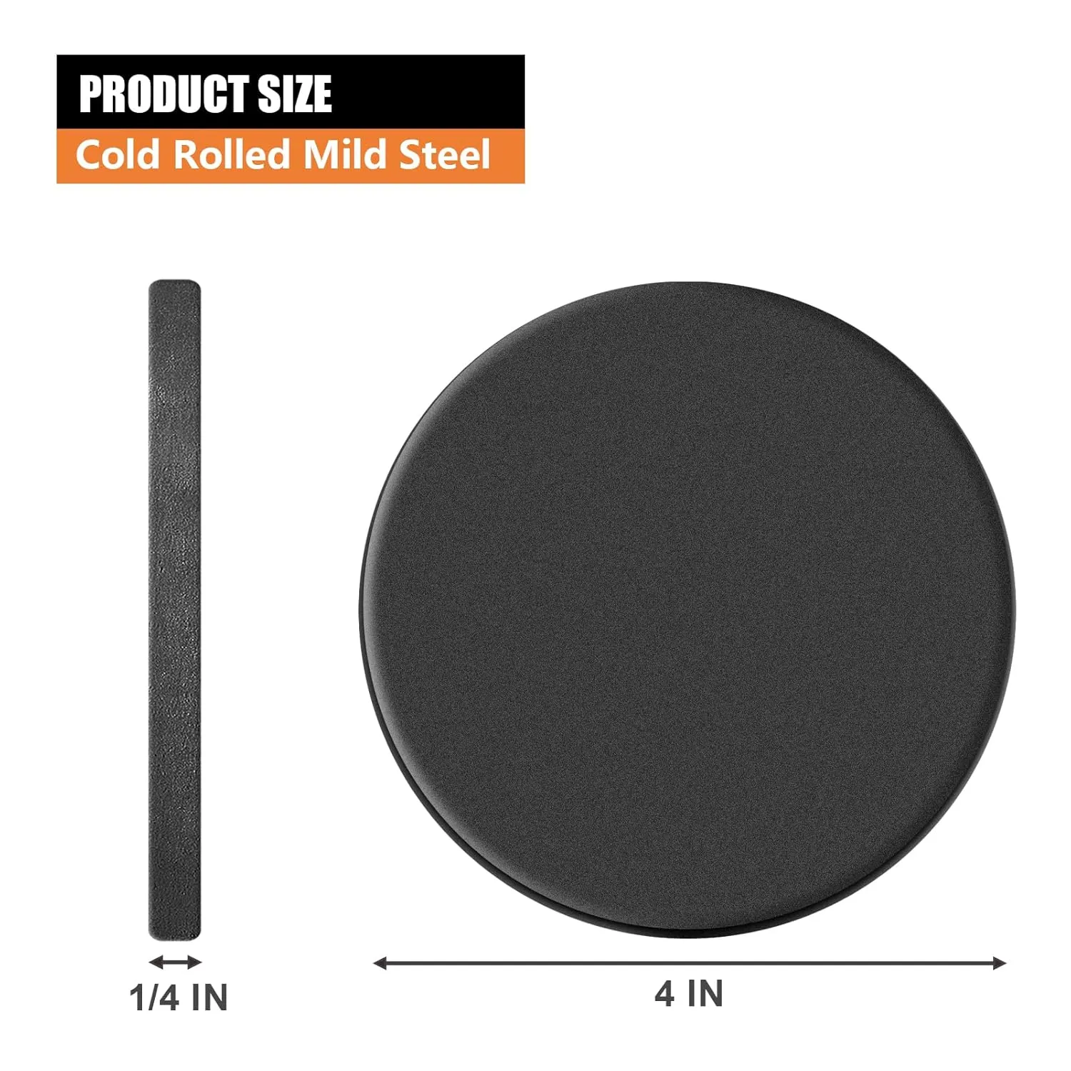 1/4 Round Steel Plate Base 4 inch Diameter, A36 Steel Plates Sheet Hot Rolled Weldable Circle (4 Pack)