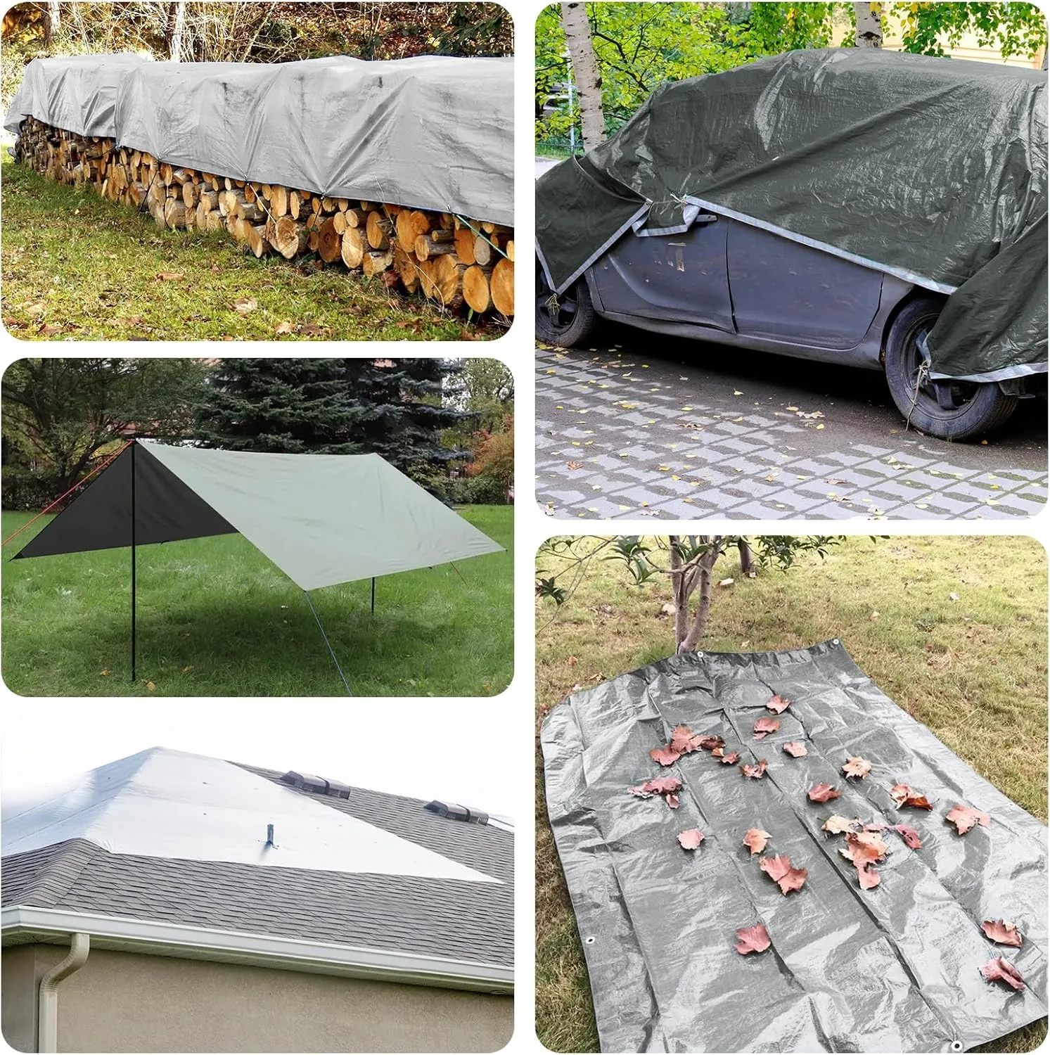 16Mil Finished Size 12x20 Tarp Heavy Duty Waterproof, Large Outdoor Multipurpose Protective Cover (Silver/Black)