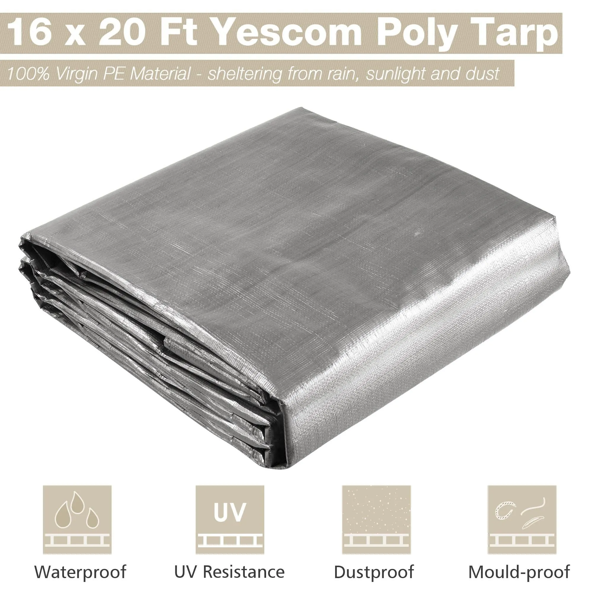 16x20ft Heavy Duty Poly Tarp/ Silver Black