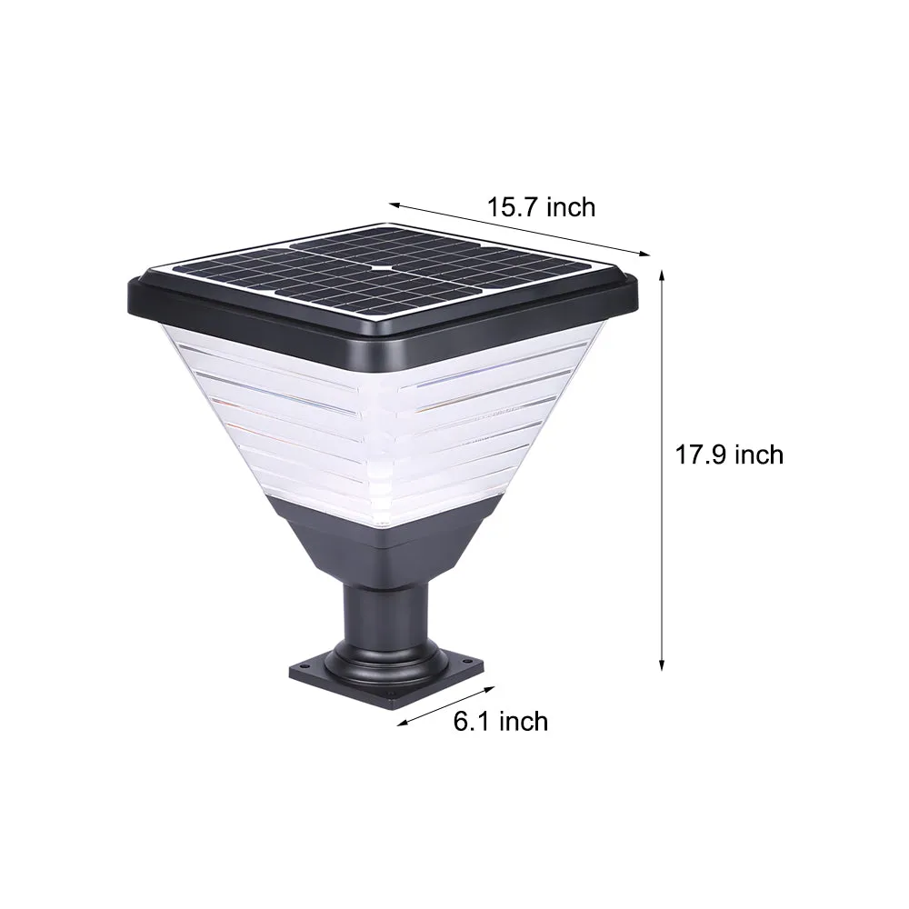 17.9-Inch Black Square Solar LED Outdoor Pier Mount Light by Taavita