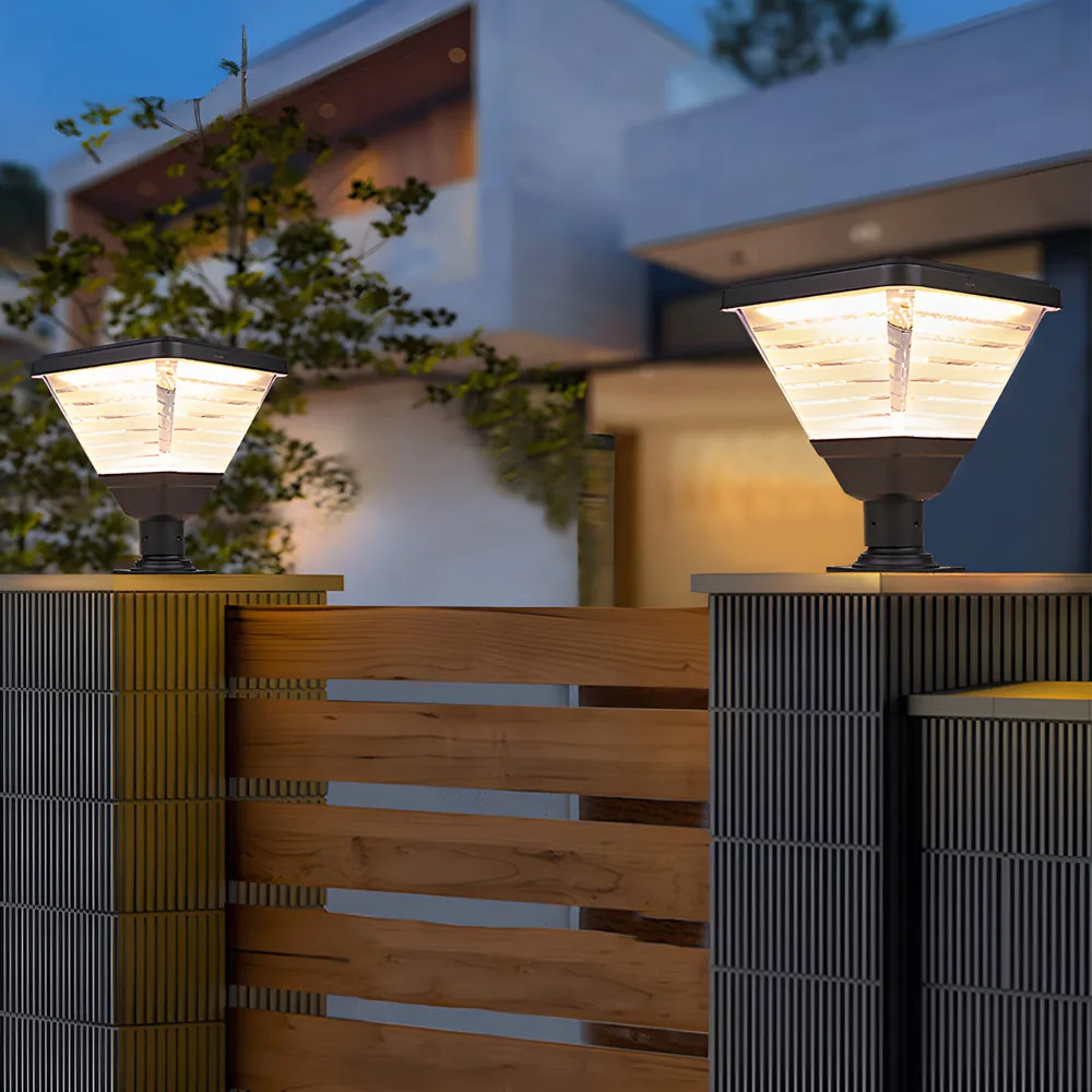 17.9-Inch Black Square Solar LED Outdoor Pier Mount Light by Taavita