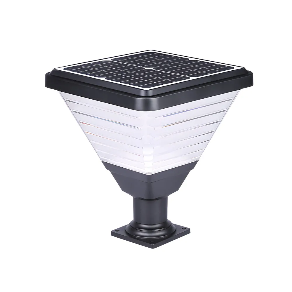 17.9-Inch Black Square Solar LED Outdoor Pier Mount Light by Taavita