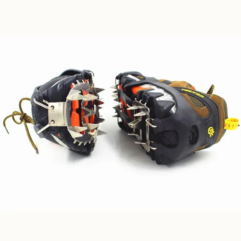 18 Teeth Steel Ice Gripper Spike for Shoes Anti Slip Climbing Hiking Snow Spikes Crampons Cleats Grips Boots Cover crampons