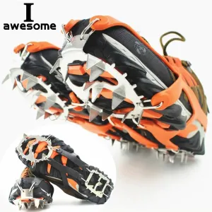 18 Teeth Steel Ice Gripper Spike for Shoes Anti Slip Climbing Hiking Snow Spikes Crampons Cleats Grips Boots Cover crampons