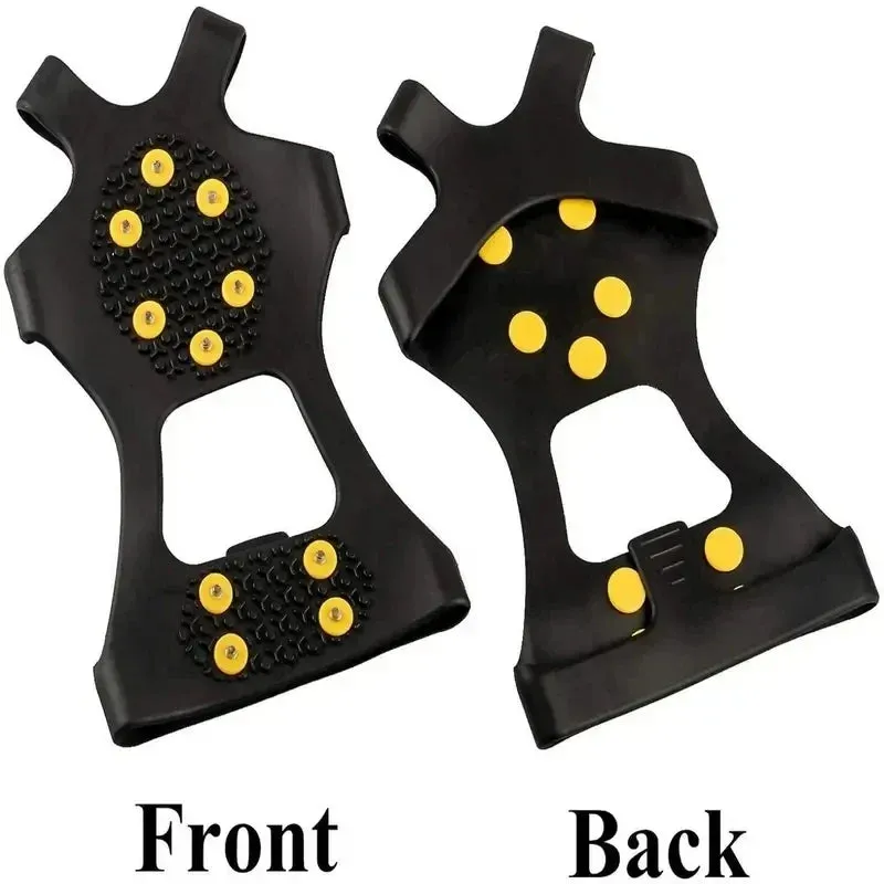 1Pair 10-Studs Snow Ice Claw Climbing Anti Slip Spikes Grips Crampon Cleats Sport Shoe Cover for Women Men Boots Cover Anti-Skid
