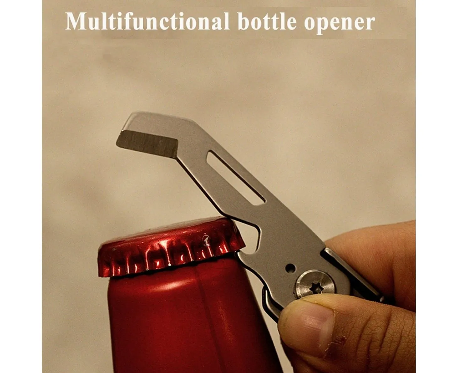 1pc Multifunctional Folding Knife Case Opener Portable Bottle Opener EDC - Red
