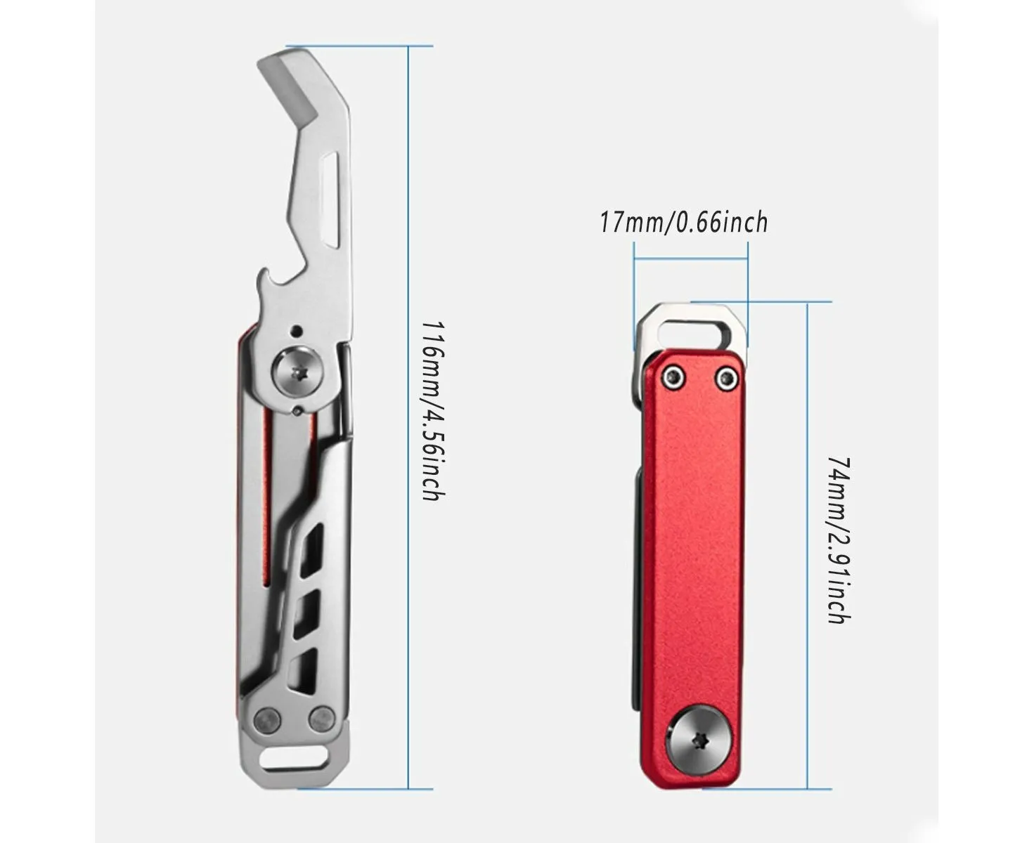 1pc Multifunctional Folding Knife Case Opener Portable Bottle Opener EDC - Red