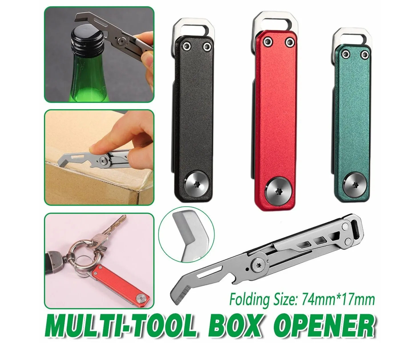 1pc Multifunctional Folding Knife Case Opener Portable Bottle Opener EDC - Red