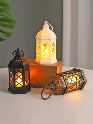 1pc/12pcs Retro Mini Handheld Decorative Lantern Light With Battery, Indoor Home Decor Wind Lantern Lamp,Table Decor, Bedroom Decor,Room Wall Hanging Decor Night Light,Suitable For Wedding Party Holiday Decorations Light