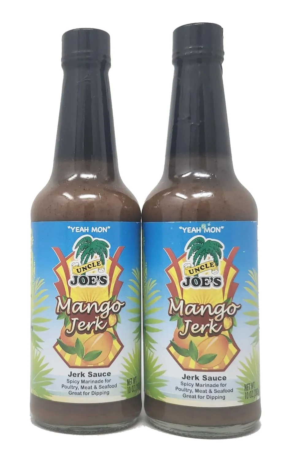 2 Pack of Mango Jerk Marinade Joe's Spicy Marinade for Poultry Meats and Seafood Great for Dipping Yeah Mon