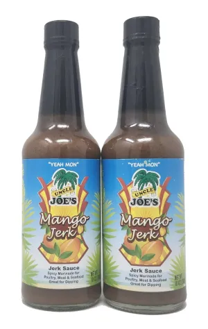 2 Pack of Mango Jerk Marinade Joe's Spicy Marinade for Poultry Meats and Seafood Great for Dipping Yeah Mon