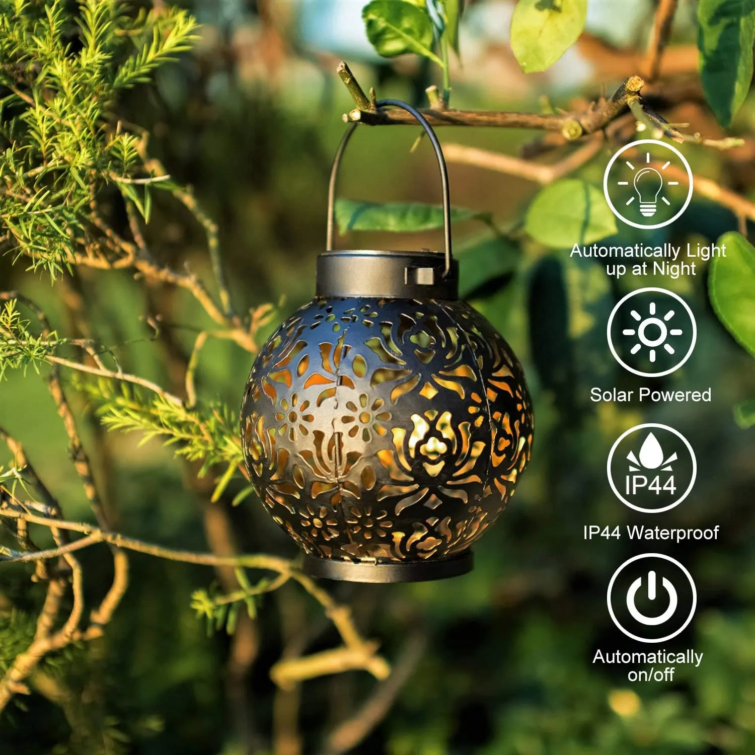 2 Pack Outdoor Solar Hanging Lantern Lights Decorative Christmas Light for Garden Patio Courtyard Lawn and Tabletop. Unique Gifts for Women Gardening.