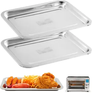 2 Pcs 12.6''*9.8'' Air Fryer Grill Pan Compatible with Emeril Lagasse Everyday 360 Air Fryer, Stainless Steel Air Fryer Accessories Grill Pan Plate Replacement, Not Fit for Double Doors Model