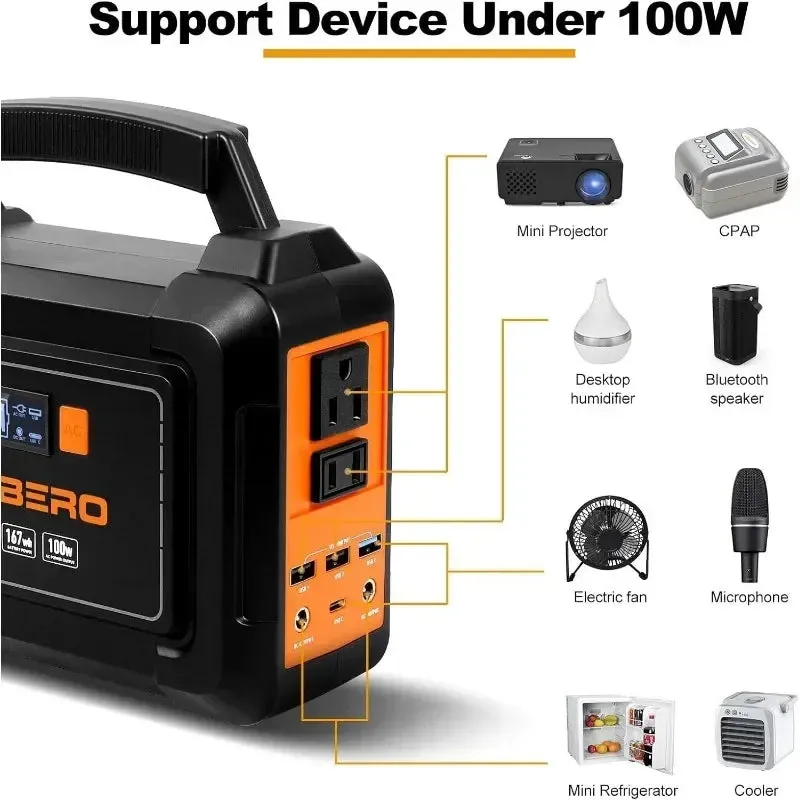 200W Portable Solar Generator – 167Wh Battery Power Supply with 110V AC Outlet