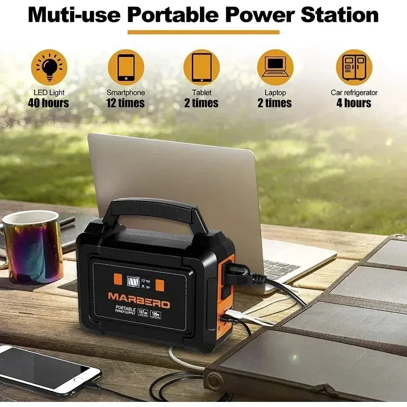 200W Portable Solar Generator – 167Wh Battery Power Supply with 110V AC Outlet