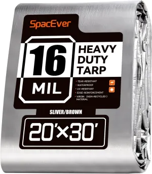 20x30 FT Tarp Waterproof, 16 Mil Tarps Heavy Duty Waterproof Multipurpose Protective Cover UV Resistant Rip & Tear Resistant Waterproof with Grommets Reversible for Home Boats Cars Camping