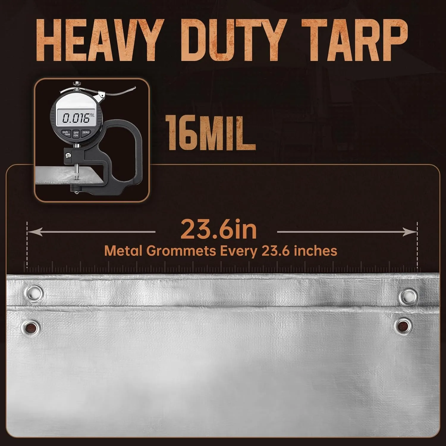 20x30 FT Tarp Waterproof, 16 Mil Tarps Heavy Duty Waterproof Multipurpose Protective Cover UV Resistant Rip & Tear Resistant Waterproof with Grommets Reversible for Home Boats Cars Camping