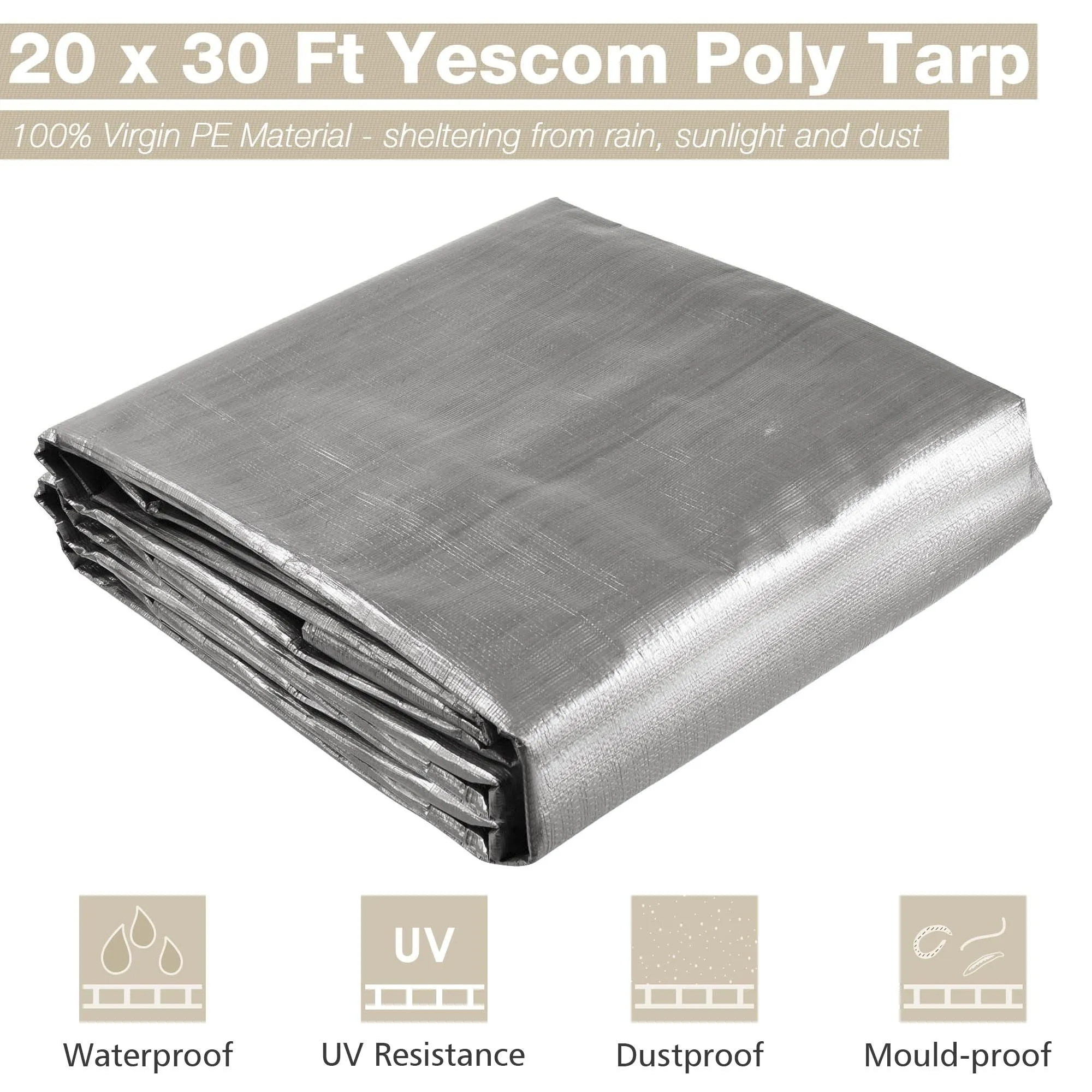 20x30ft Heavy Duty Poly Tarp/ Silver Black